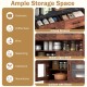 Coffee bar cabinet in brown with 2 drawers, open shelf, and cabinet doors for diverse storage in a stylish design.