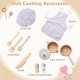 Kids kitchen playset with cooking accessories including apron, chef hat, utensils, and seasoning bottles for.