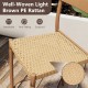 Light brown PE rattan seat of a patio barstool, featuring a sturdy metal frame, ideal for backyard relaxation.