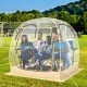 Transparent pop-up sports tent for 5-6 people, featuring a waterproof floor mat, ideal for outdoor events and.