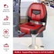 Folding low back fishing boat seat in red and black with ergonomic design, padded seat, and weather-resistant PVC for.