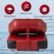 Folding low back fishing boat seats in red with ergonomic support, water-proof PVC, and durable design for outdoor use.