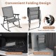 Folding rocking chair set of 2 in gray with breathable fabric, featuring a space-saving design and fixing buckle for.