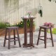 Brown HDPE patio bar stool set of 2 with armless saddle design, perfect for outdoor relaxation at bar height tables.