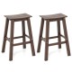 Set of 2 brown HDPE patio bar stools with curved seats and footrests, perfect for outdoor relaxation.