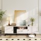 Mid Century Modern TV stand in oak, featuring a spacious 68" tabletop, fluted design, and versatile storage options.