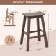 Dimensions of 29-inch HDPE patio bar stool, brown, with slatted seat, suitable for 39.5" to 45.5" bar height tables.
