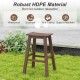 29-inch brown HDPE patio bar stool with slatted seat and footrests, perfect for outdoor relaxation and comfort.