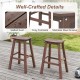 Set of 2 brown 29-inch HDPE patio bar stools with slatted seats and stainless steel screws, perfect for outdoor.