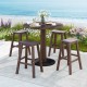 Brown HDPE patio bar stool set of 2 with slatted seats, ideal for outdoor relaxation at bar height tables.