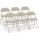 Set of 6 foldable chairs with padded seats and fabric-covered backrests, perfect for dining or events.
