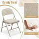 Foldable chair with padded seat and fabric-covered backrest, ideal for dining or parties, featuring durable.
