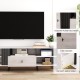 Mid Century Modern TV stand in oak with fluted decoration, featuring open shelf, drawer, and chic handles for versatile.