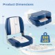Folding low back boat chair dimensions showing waterproof PVC leather, 330 lbs capacity, and ergonomic design for.