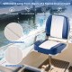 Folding low back boat chair in blue with waterproof PVC leather, designed for comfort and durability in marine.