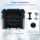 Folding low back boat chair base with 5" x 5" installation pattern, includes 10 bolts for easy setup and strong support.