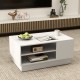 Modern white coffee table featuring 2-tier open storage shelves, spacious tabletop, and sleek design for contemporary.