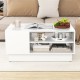 Modern white coffee table featuring 2-tier open storage shelves, perfect for stylish living room organization.