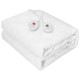 Electric mattress pad with dual controllers, 10 temperature levels, fits mattresses up to 15" thick for cozy warmth.