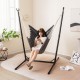 Hammock chair with stand in gray, featuring adjustable height and side pocket, perfect for indoor or outdoor relaxation.