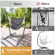 Hammock chair with stand in gray, featuring 6-position adjustable height and side pocket for indoor or outdoor.