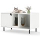 Cat litter box enclosure with a white finish, featuring a cozy hideaway and large countertop for decor or resting.