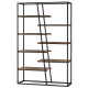 71-inch industrial etagere bookcase with 7 zigzag rustic brown shelves and heavy-duty metal frame for versatile storage.