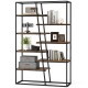71-inch industrial etagere bookcase with 7 zigzag shelves in rustic brown, perfect for books and decor in any room.