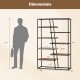 71-inch industrial etagere bookcase with 7 zigzag shelves in rustic brown, ideal for living room or office storage.