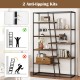 71-inch 7-tier industrial etagere bookcase with rustic brown shelves and heavy-duty metal frame for living room or.