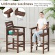 Brown HDPE Adirondack bar chair with wide armrests, inclined backrest, and footrest, ideal for outdoor seating.