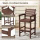 Brown HDPE Adirondack bar chair with slatted seat, wide armrests, and reinforced crossbars for outdoor comfort.