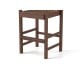 Brown HDPE Adirondack bar chair with wide armrests and slatted seat, ideal for outdoor use on patios or balconies.