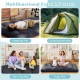 Multifunctional futon mattress shown as a sleeping pad, ideal for camping, kids' play, or yoga, with a washable cover.