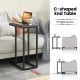 C-shaped side table with heavy-duty metal frame and oak finish, perfect for tight spaces and laptop use.