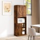 Rustic brown kitchen pantry storage cabinet with microwave stand, featuring 2-tier structure and 3 open shelves for.