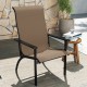High-back outdoor Adirondack chair with metal frame in coffee color, perfect for patio or garden relaxation.