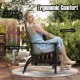 Outdoor Adirondack chair with a 30" high backrest, cozy armrests, and sturdy metal frame for patio relaxation.