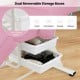 Dual removable storage boxes for tools and cosmetics on a pink 72-inch massage bed with hydraulic stool.