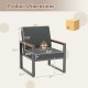 Dimensions of a grey patio armchair with aluminum frame, supporting 400 lbs, ideal for balcony or outdoor use.