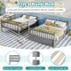 Gray 2-in-1 full over full bunk bed with slatted headboard, sturdy ladder, and thickened slats for children's rooms.
