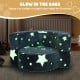 Convertible gray kids sofa with glow-in-the-dark star patterns, perfect for reading and playing, featuring a removable.