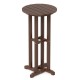 Round 21.5-inch bar table in brown HDPE with slatted design, perfect for backyard or poolside dining.