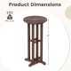 Round bar table with slatted HDPE tabletop in brown, 21.5" diameter, 42" height, ideal for outdoor dining.