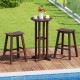 Brown 21.5-inch round bar table with slatted design, made of weatherproof HDPE, perfect for poolside or backyard use.