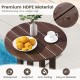 Round 21.5-inch HDPE bar table with slatted design, brown finish, ideal for outdoor dining by the pool or balcony.