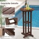 Round bar table with slatted tabletop in brown, made of weatherproof HDPE, ideal for backyard or poolside use.