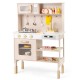 Height-adjustable pink play kitchen with dual stoves, microwave, and ample storage for imaginative role-playing.
