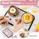 Dual stoves with lights and sounds, featuring rotary knobs, ideal for imaginative play in a pink kitchen set.