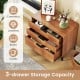 3-drawer dresser in cherry wood finish with smooth metal slides, ideal for bedroom or living room storage.